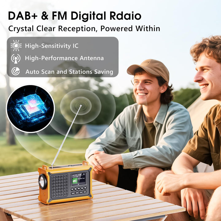 Digitalradio DAB+ UKW Solar Kurbel Notfallradio Bluetooth 12000mAh - Bild 2