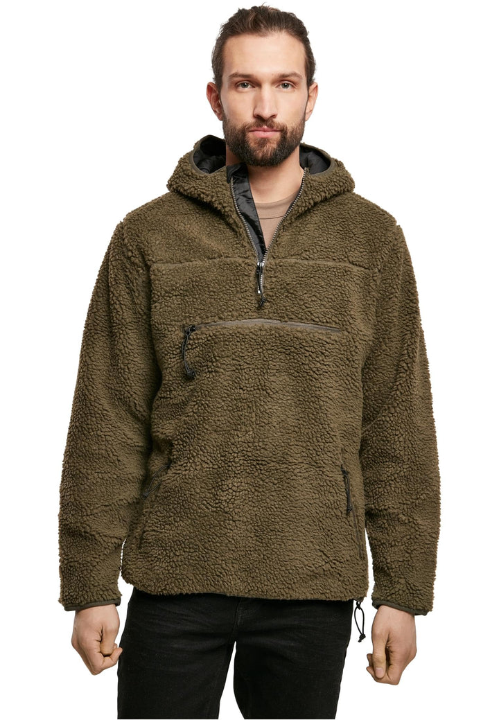 Fleece Kapuzenpullover Teddy-Fleece mit Kapuze und Taschen, Oliv, XL - Bild 4