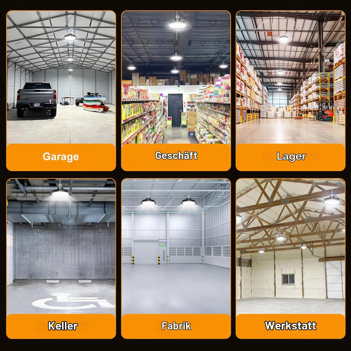 UFO LED Hallenleuchte 150W 25500lm dimmbar 6000K IP65 - Bild 9