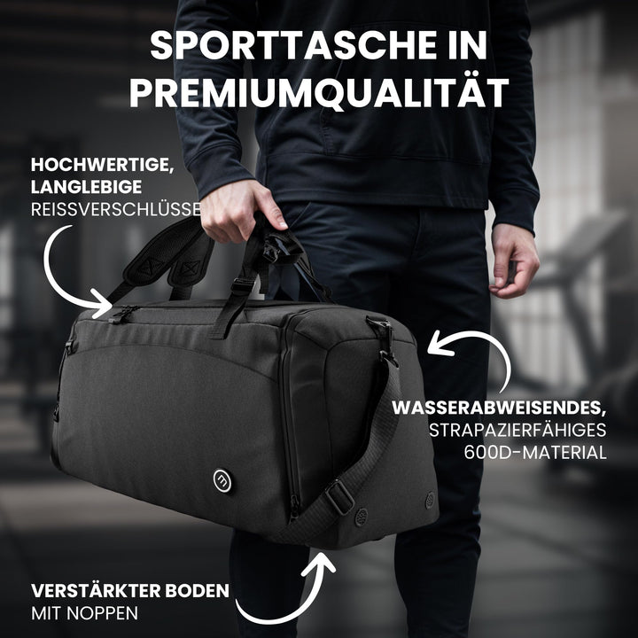 Sporttasche 60L mit Schuhfach &amp; Nassfach, Rucksackfunktion - Bild 5