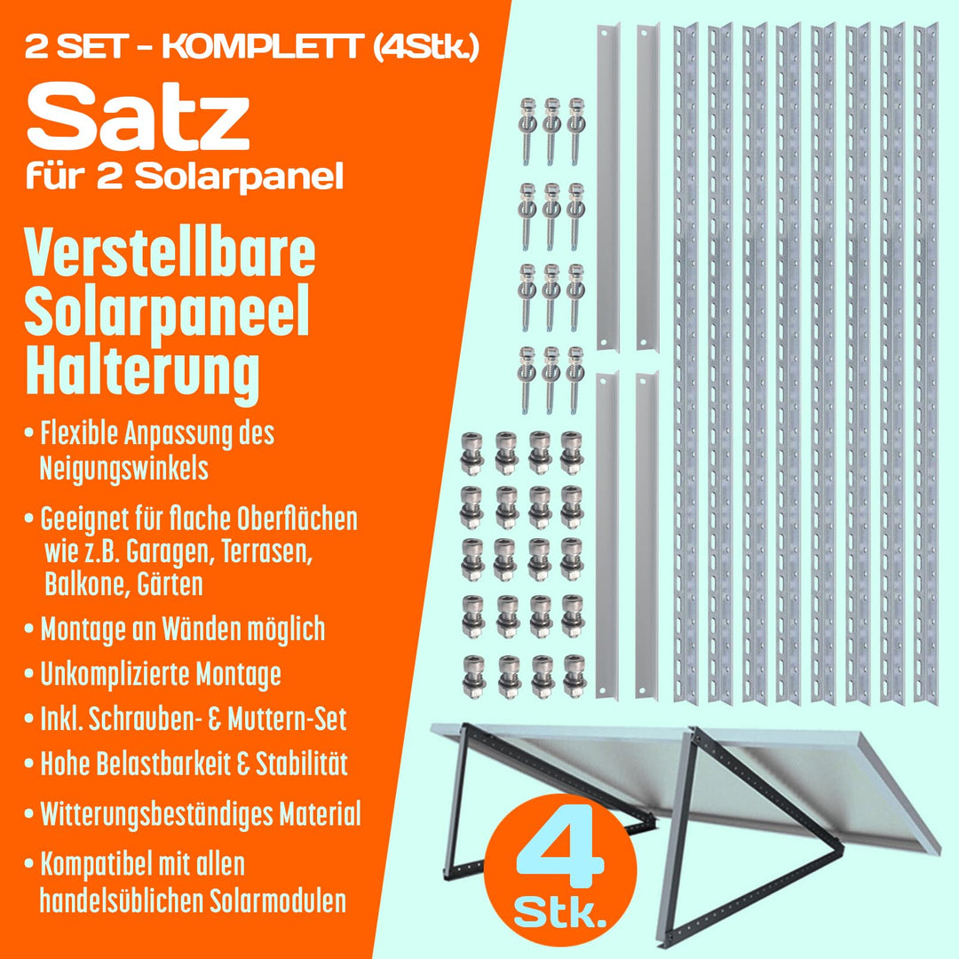 Solarmodul Halterung Aluminium 1180mm 0-90° für 2 Panels Flachdach - Bild 5
