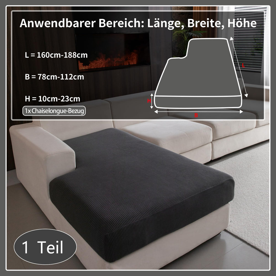Sofa-Sitzkissenbezug Stretch wasserabweisend rutschfest Dunkelgrau - Bild 2