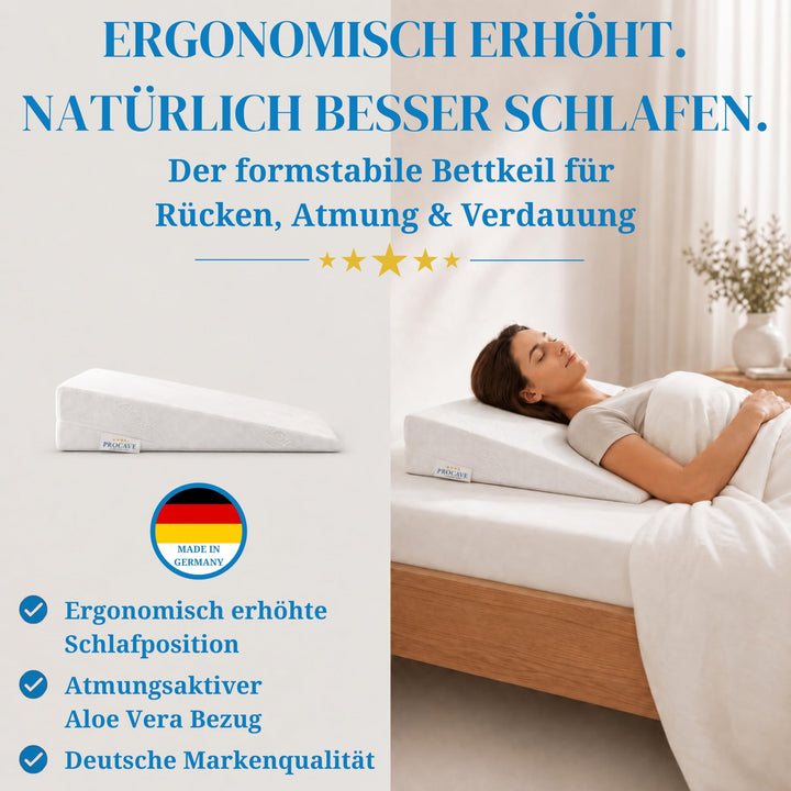 Bettkeil Schaumstoff 90x45x15 cm mit Aloe-Vera-Bezug waschbar - Bild 5