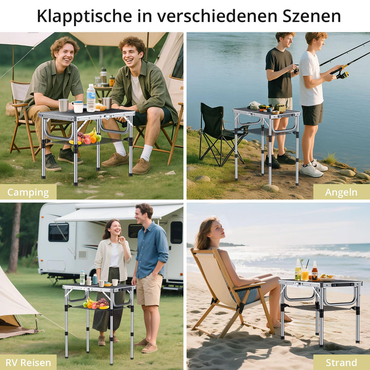 Campingtisch klappbar Aluminium 60x40cm 3 Höhenstufen schwarz - Bild 7