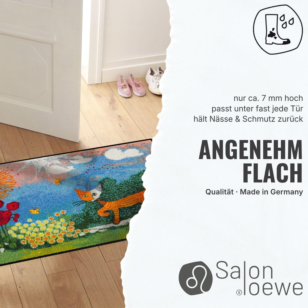 Fussmatte halbrund Katzen-Motiv Polyamid waschbar 60x85 cm - Bild 3
