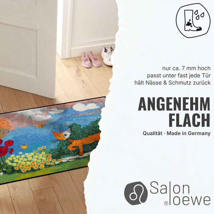 Fussmatte halbrund Katzen-Motiv Polyamid waschbar 60x85 cm - Bild 3
