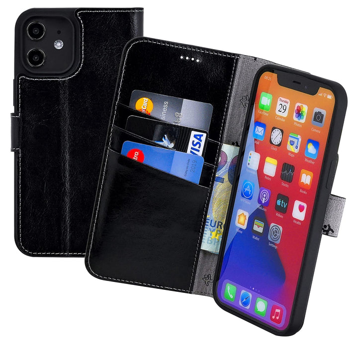 Handy-Lederhülle iPhone 12 mini Echtleder Slim mit 3 Kartenfächern