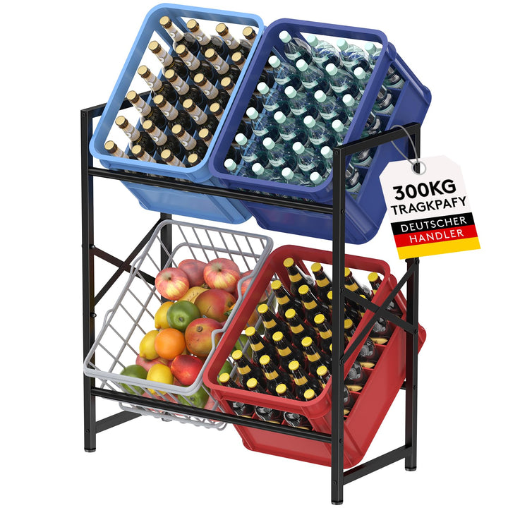 Getränkekistenregal Metall 4 Ebenen 70x32x79cm 300kg Tragkraft