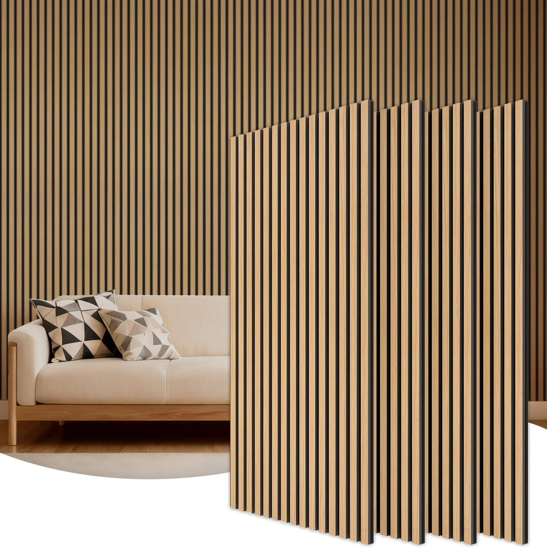 Akustik-Wandpaneele Holzfurnier Teak 4er-Set 120x60 cm Innenwand
