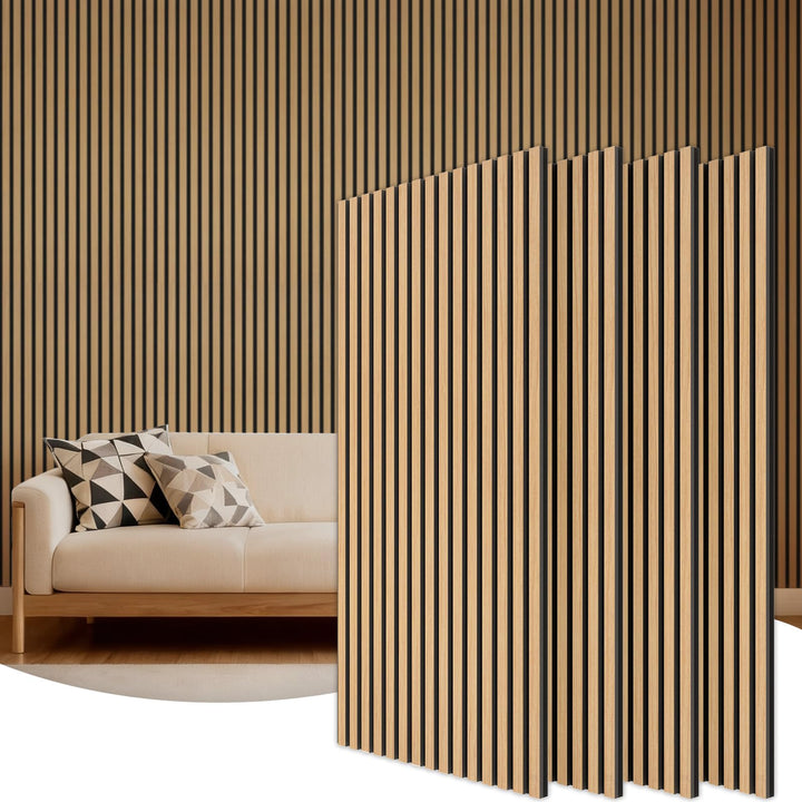 Akustik-Wandpaneele Holzfurnier Teak 4er-Set 120x60 cm Innenwand