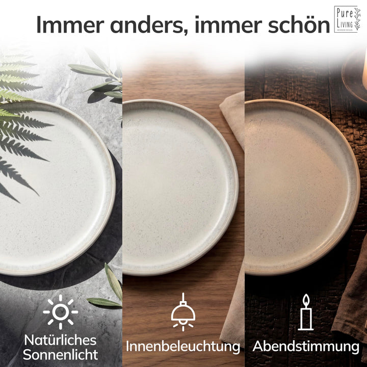 Steingut Geschirrset 24-teilig für 6 Personen Mediterranean Beige - Bild 9