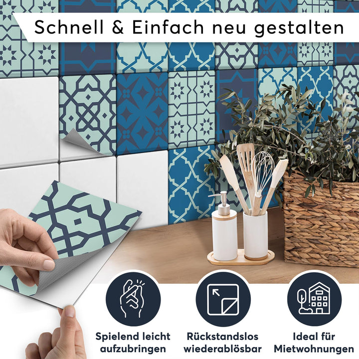 Fliesenfolie Ornament Mosaik selbstklebend 15x20 cm 12er-Set - Bild 2