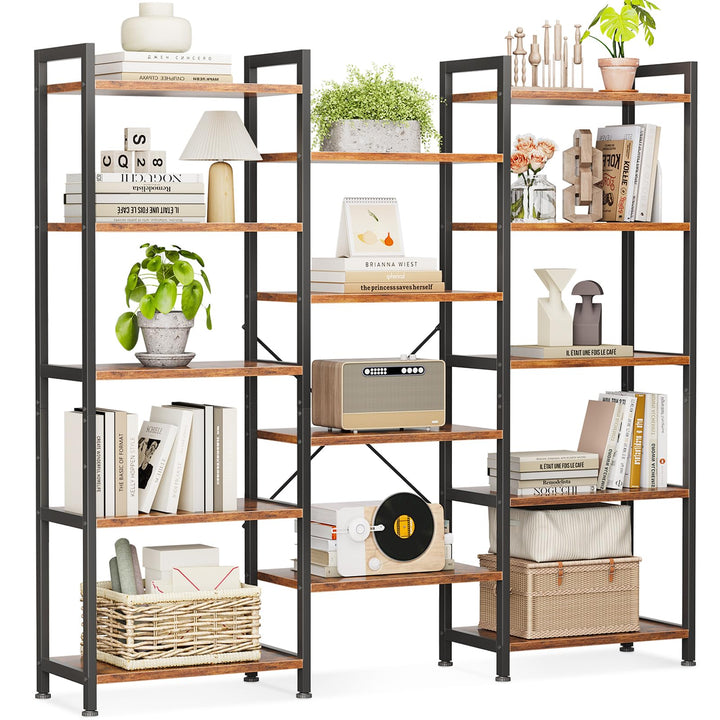 Bücherregal Industrie Stahl Spanplatte 5 Ebenen 145x126cm Braun