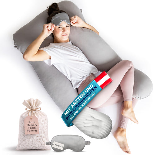 Seitenschläferkissen U-Form Memory Foam mit Schlafmaske Schwangerschaft