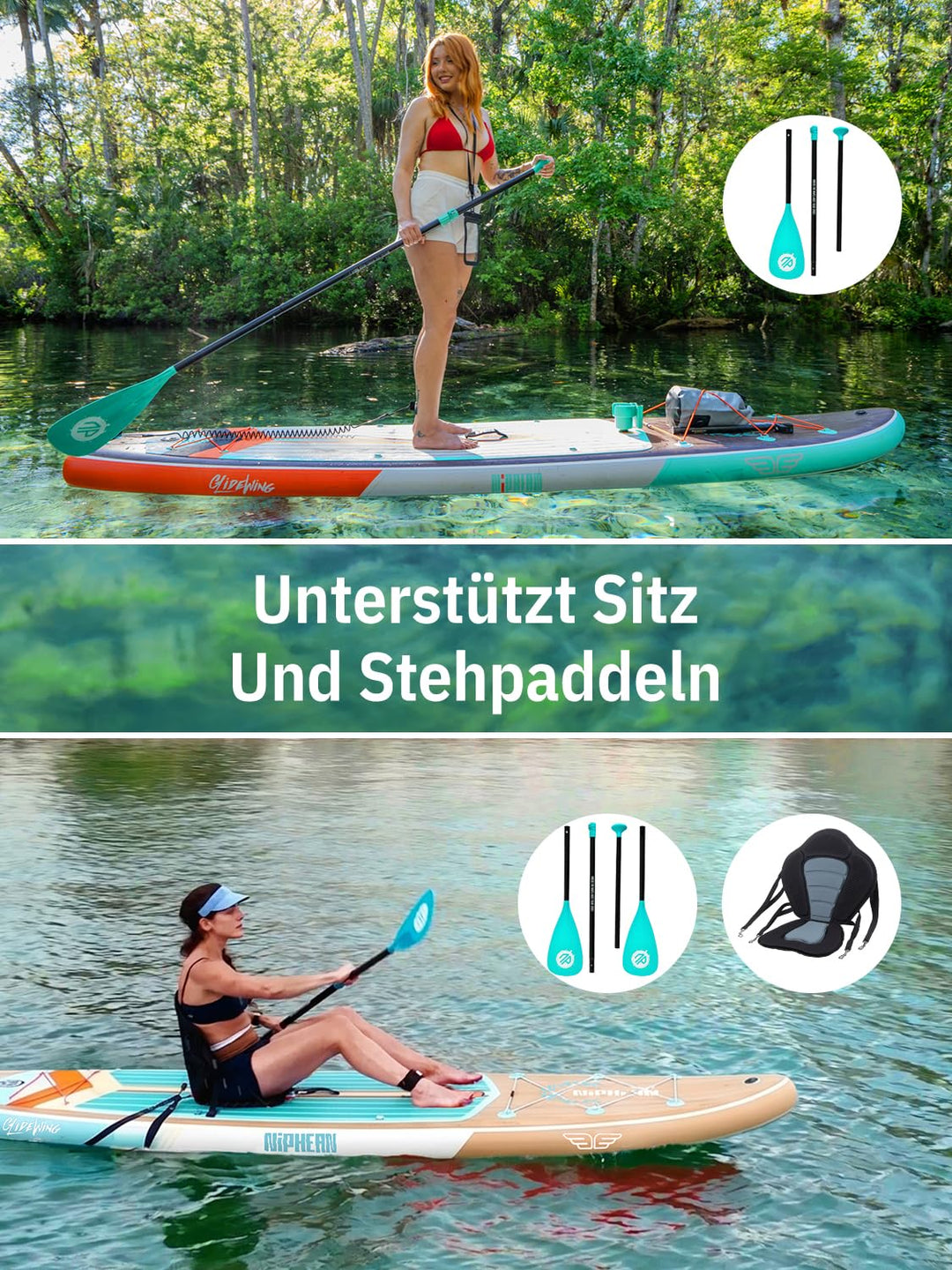 SUP Board aufblasbar XXL 335x83x15cm 250kg für 2+ Personen - Bild 9