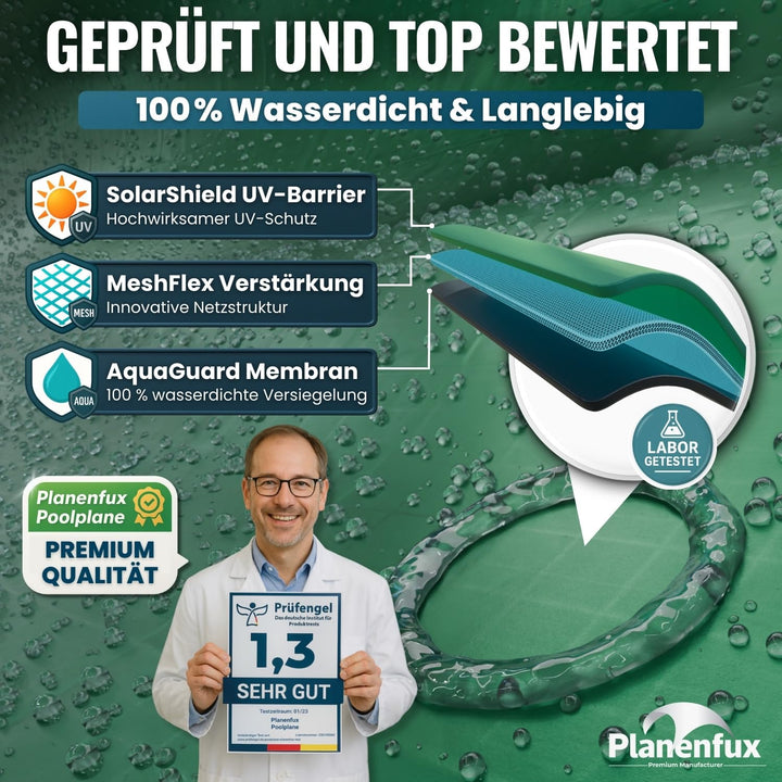 Poolabdeckung rund 366 cm Solar 2-in-1 UV-beständig für Ø 320–366 cm - Bild 5