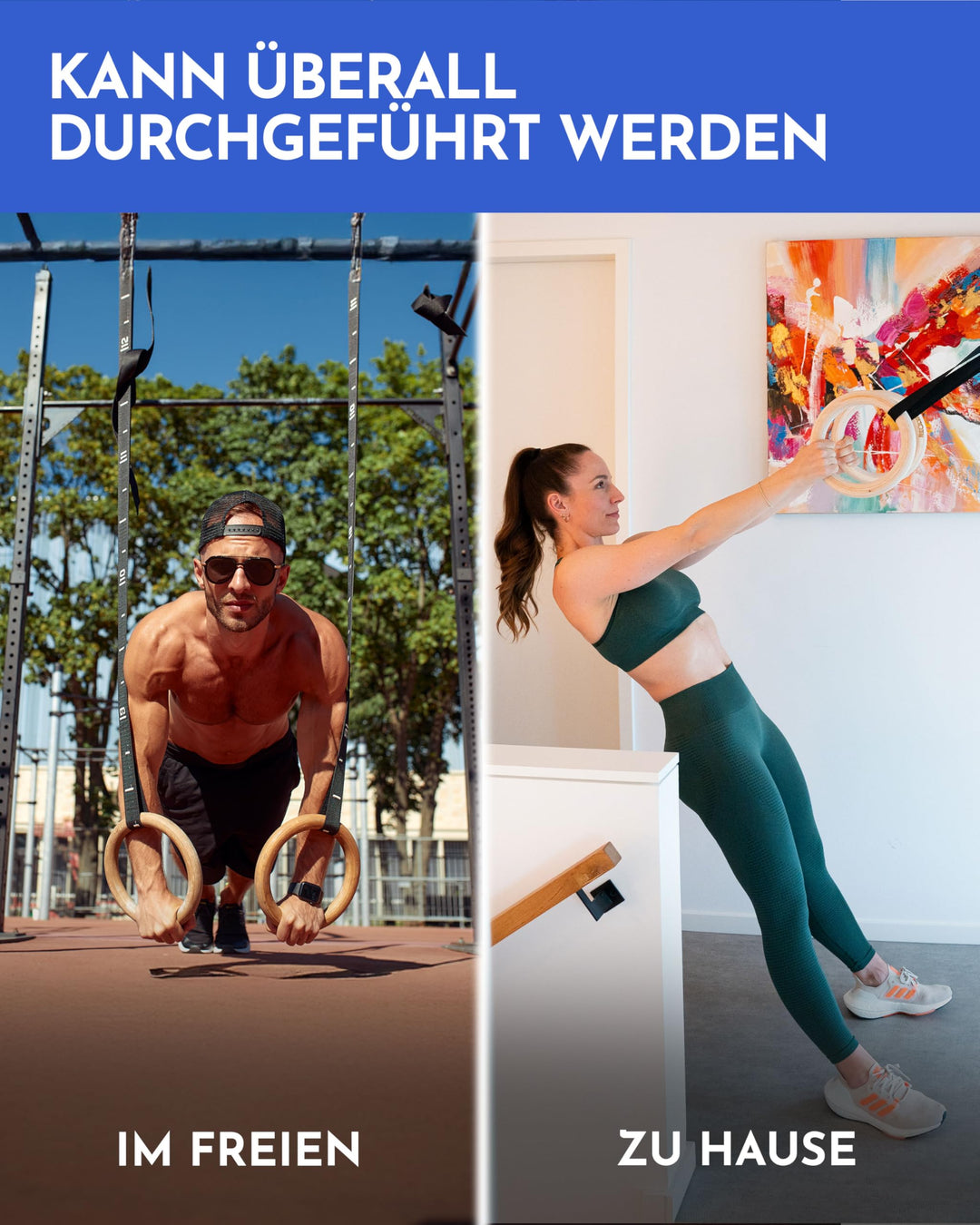 Turnringe Birkenholz 32mm mit 4,5m Gurten für Calisthenics - Bild 4