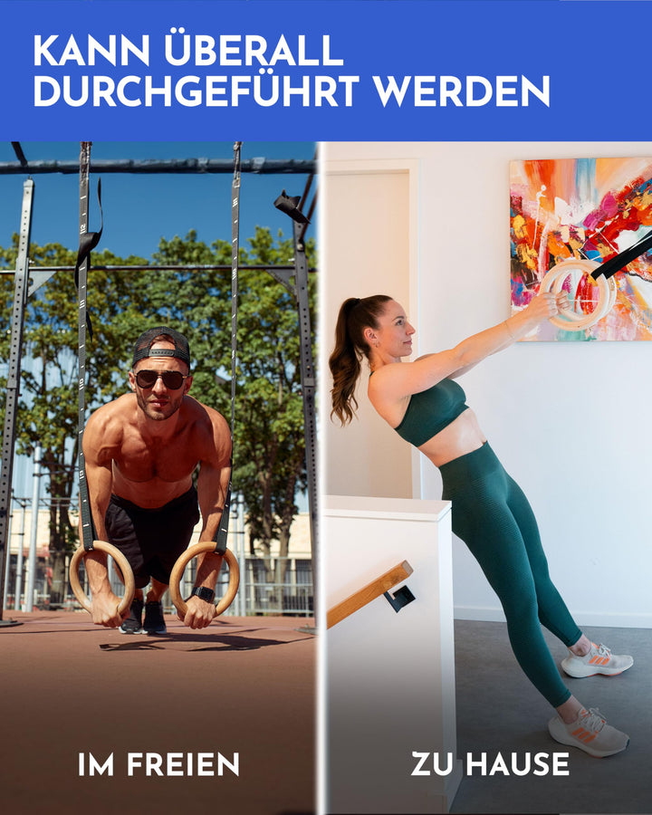 Turnringe Birkenholz 32mm mit 4,5m Gurten für Calisthenics - Bild 4