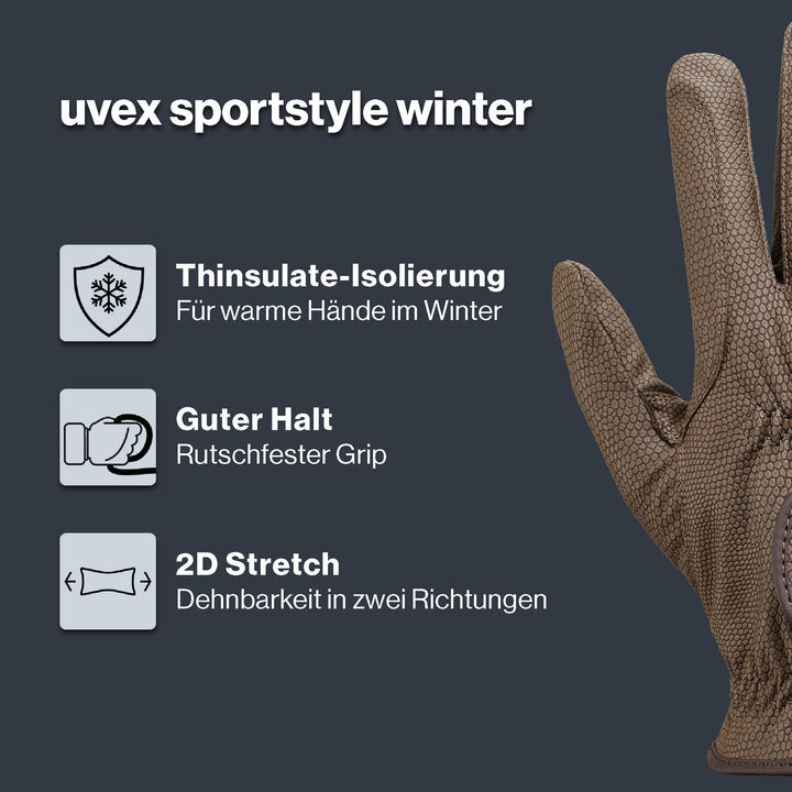 Reithandschuhe Winter Thinsulate gefüttert PU Gr. 9.5 braun - Bild 2