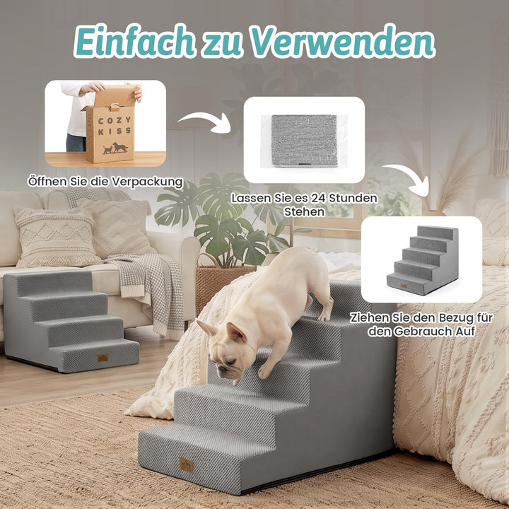 Hundetreppe 5 Stufen Memory-Schaum 50cm breit für kleine Hunde - Bild 6