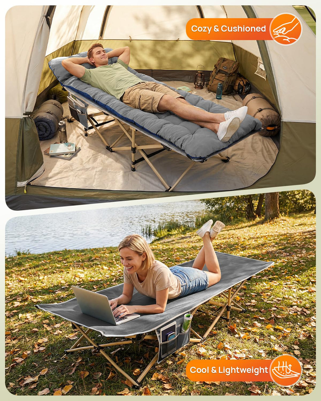 Feldbett klappbar mit Matratze 71cm breit 204kg Camping Gäste