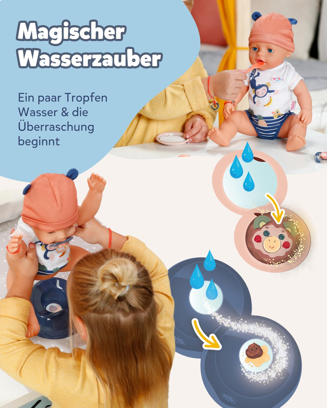 Babypuppe 43 cm mit Wasserzauber-Funktion Dschungel-Look Unisex - Bild 3