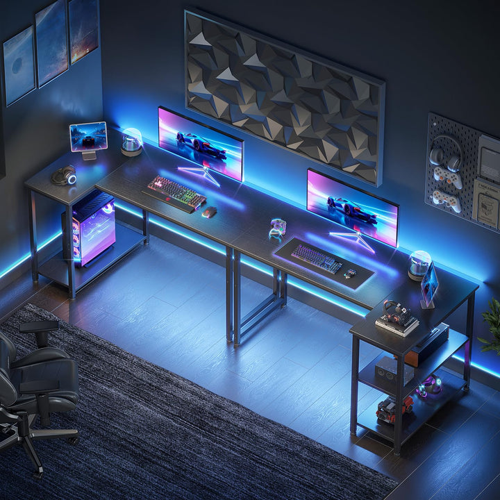 Gaming Tisch L-Form mit Regal 120x70 cm Schwarz für PC-Setup - Bild 5