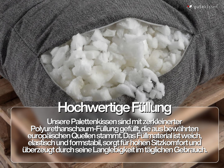 Palettenkissen gesteppt 120x60 cm Anthrazit für Gartensofa - Bild 7