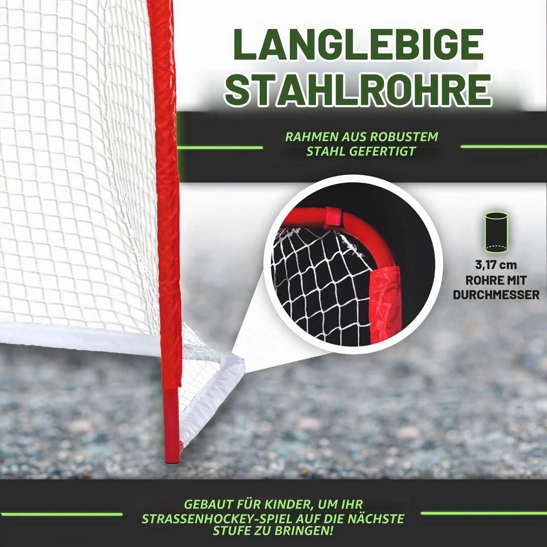 Streethockey-Tor Stahl 127x107x66 cm für Pucks &amp; Bälle Outdoor - Bild 3