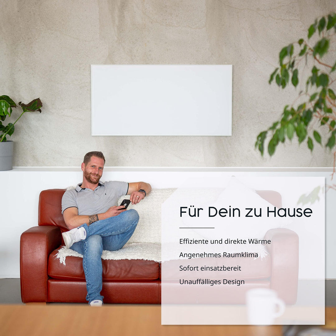 Infrarot Wandheizung 1200 Watt mit Thermostat Aluminium Rahmen - Bild 7