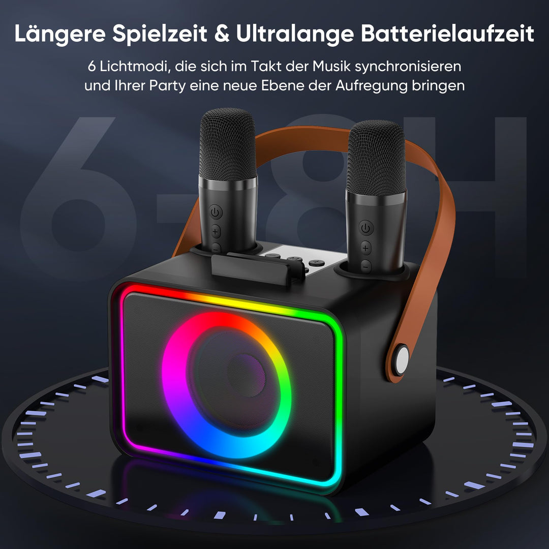 Karaoke Maschine mit 2 Mikrofonen Bluetooth 8W Lautsprecher - Bild 3