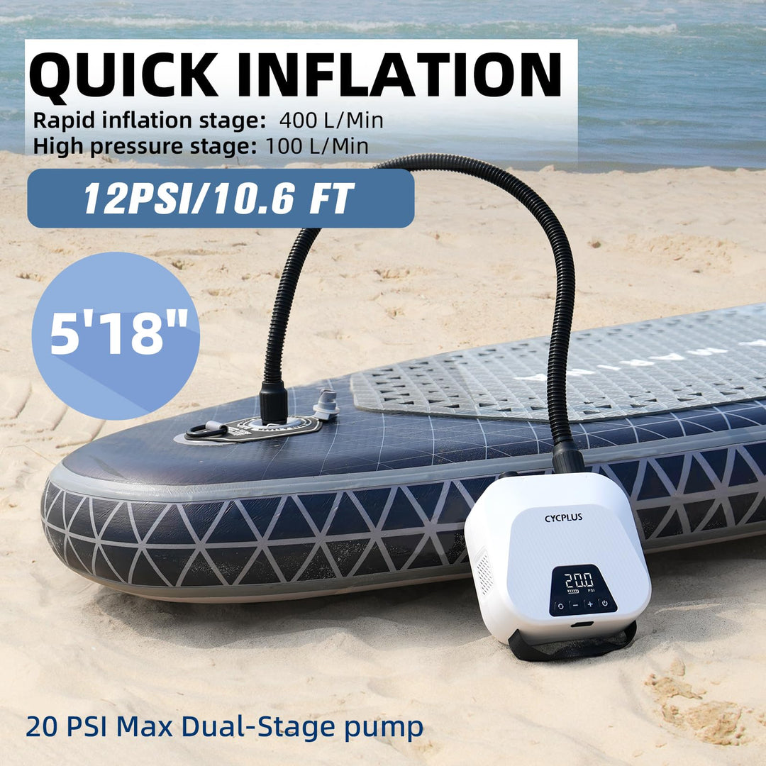 Akku-SUP-Pumpe 20 PSI Zwei-Stufen-Automatik für Paddle Boards - Bild 2