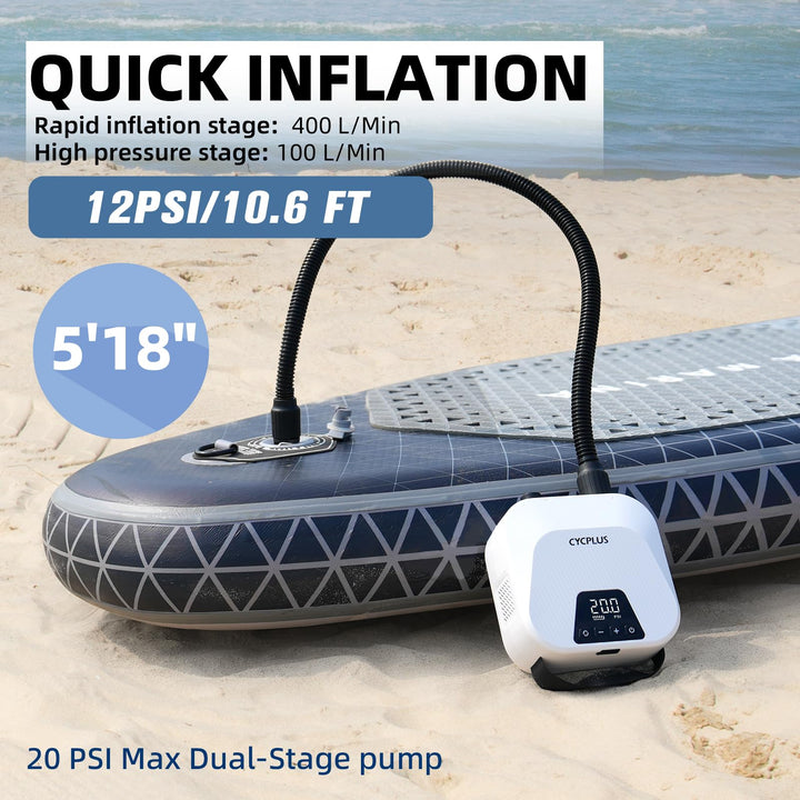 Akku-SUP-Pumpe 20 PSI Zwei-Stufen-Automatik für Paddle Boards - Bild 2