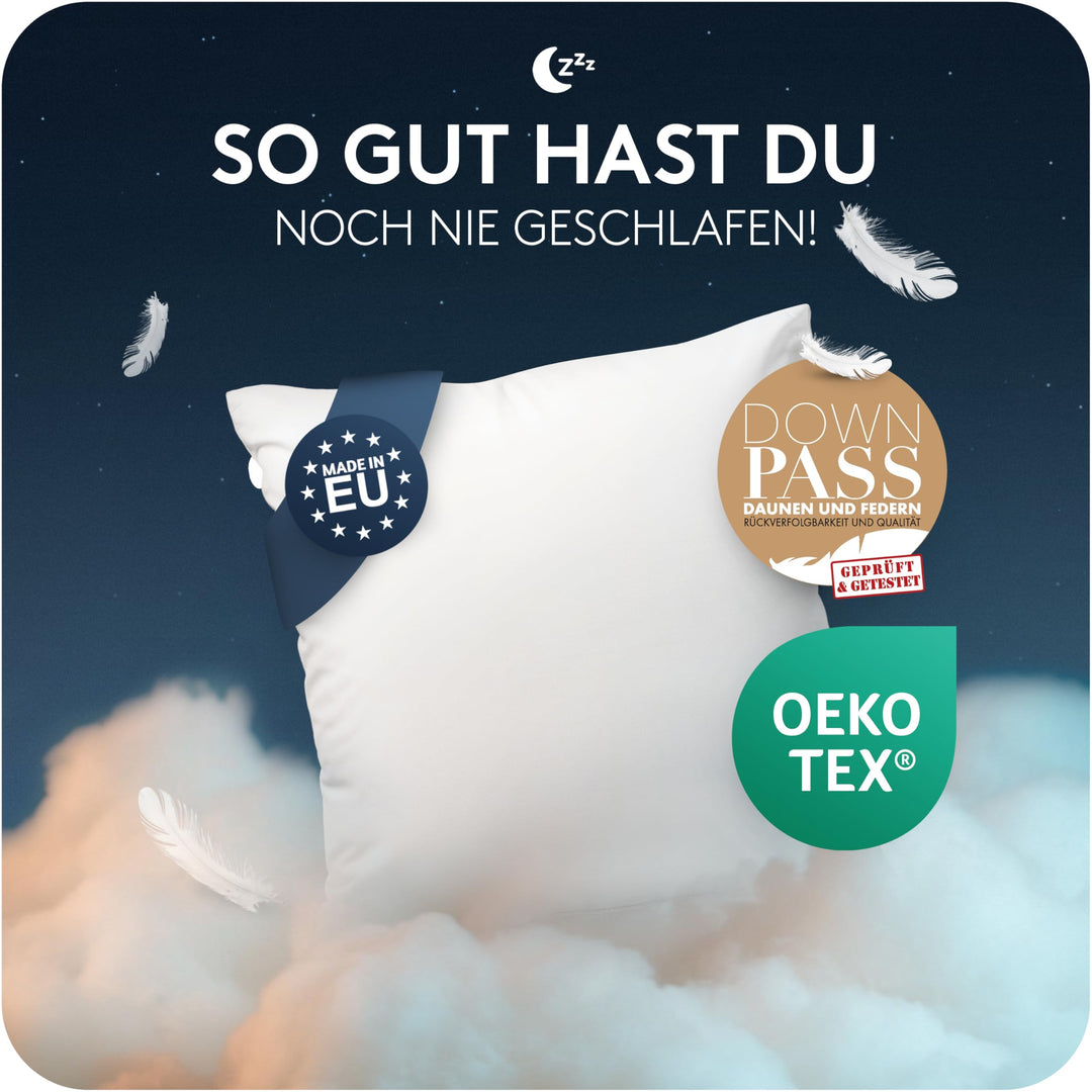 Daunenkissen 80x80 3-Kammer 90% Daunen mittelfest waschbar - Bild 2