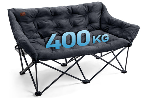 Camping Faltsofa 2-Sitzer 145cm breit 400kg belastbar mit Seitentaschen