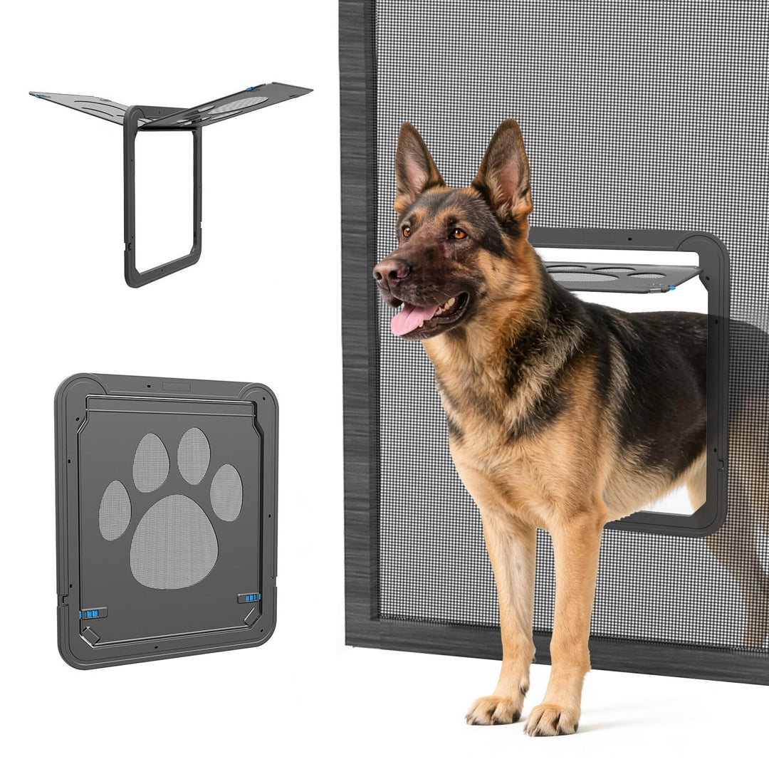 Haustierklappe Fliegengitter ABS mit Magnet abschliessbar fuer Hunde