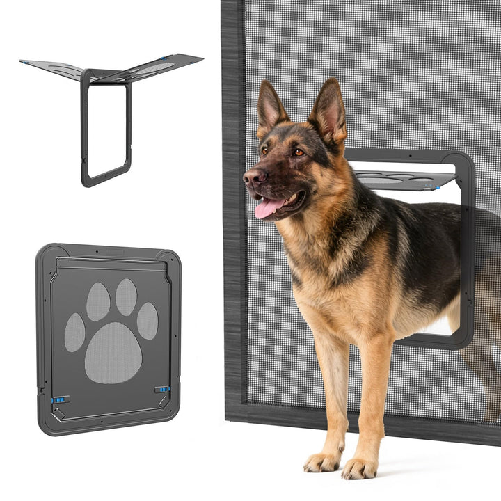 Haustierklappe Fliegengitter ABS mit Magnet abschliessbar fuer Hunde