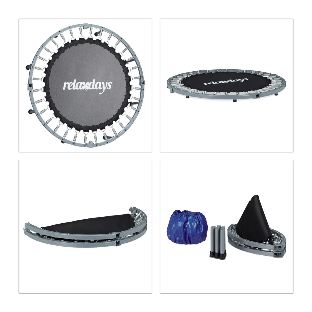 Fitness-Trampolin faltbar Indoor 95 cm, bis 100 kg, blau-schwarz - Bild 6