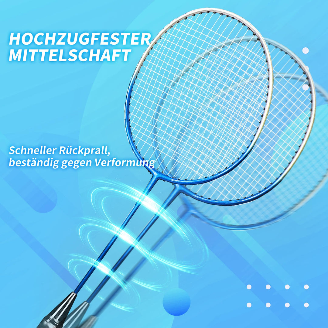 Badminton Set 4 Schläger mit Federbällen und Tragetasche - Bild 3