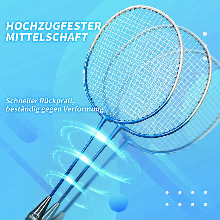 Badminton Set 4 Schläger mit Federbällen und Tragetasche - Bild 3