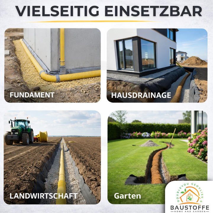 Drainagerohr DN50 10m mit Filtervlies PVC flexibel geschlitzt - Bild 7