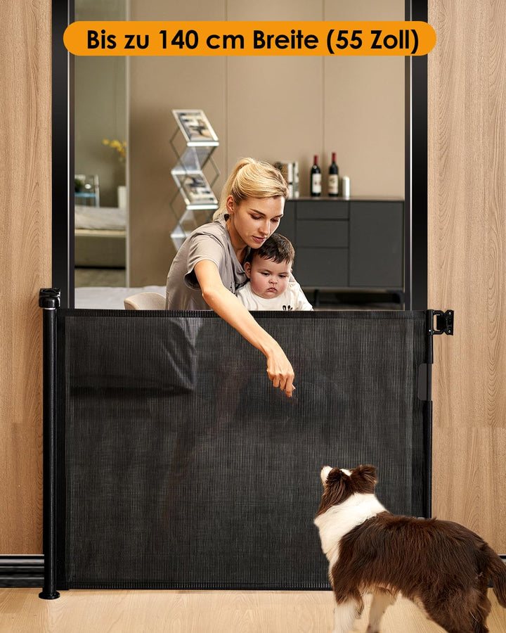 Treppenschutzgitter ausziehbar 0–140 cm für Babys und Haustiere schwarz - Bild 2