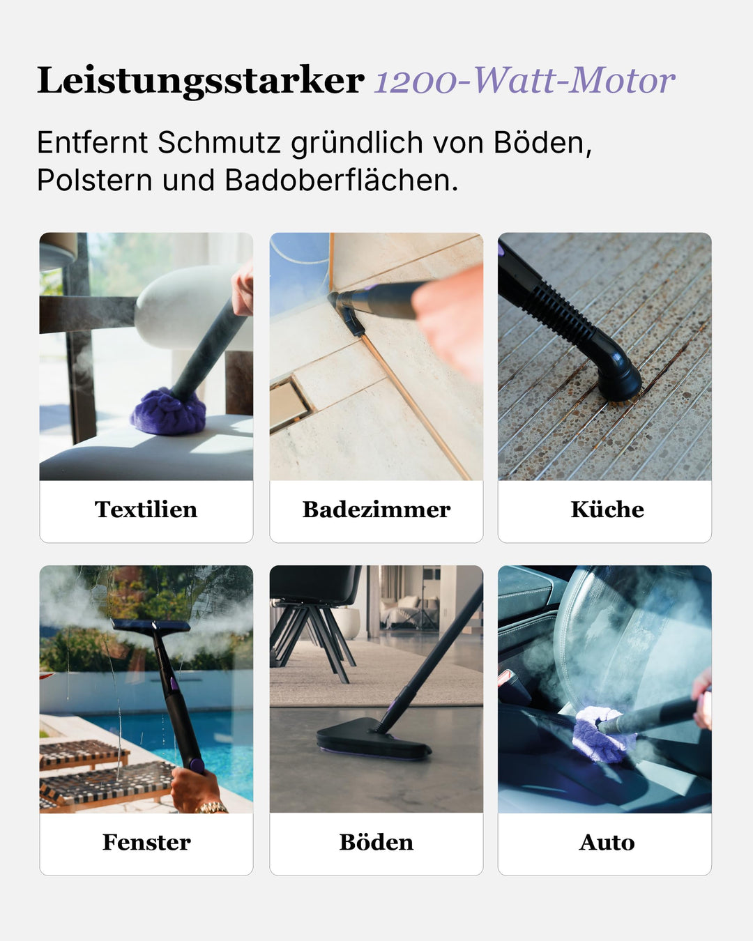 Dampfreiniger 16-in-1 mit 13 Aufsätzen, 120°C, für Böden, Bad &amp; Küche - Bild 9