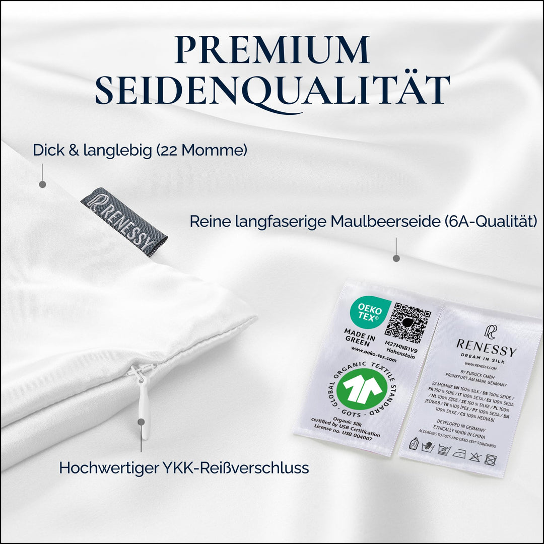 Seidenkissenbezug 80x80cm 100% Maulbeerseide 22 Momme GOTS - Bild 6
