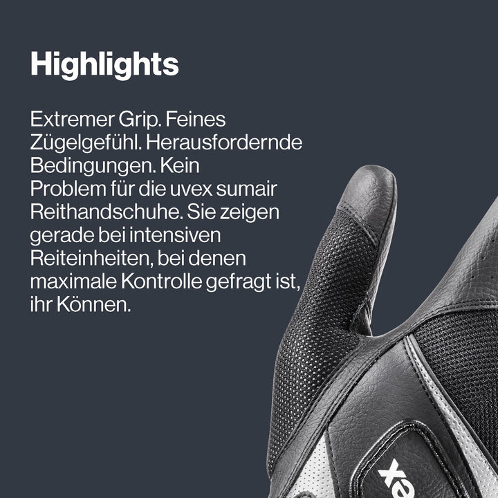 Reithandschuhe mit Mesh-Belüftung und Touchscreen-Fingern, Schwarz - Bild 5