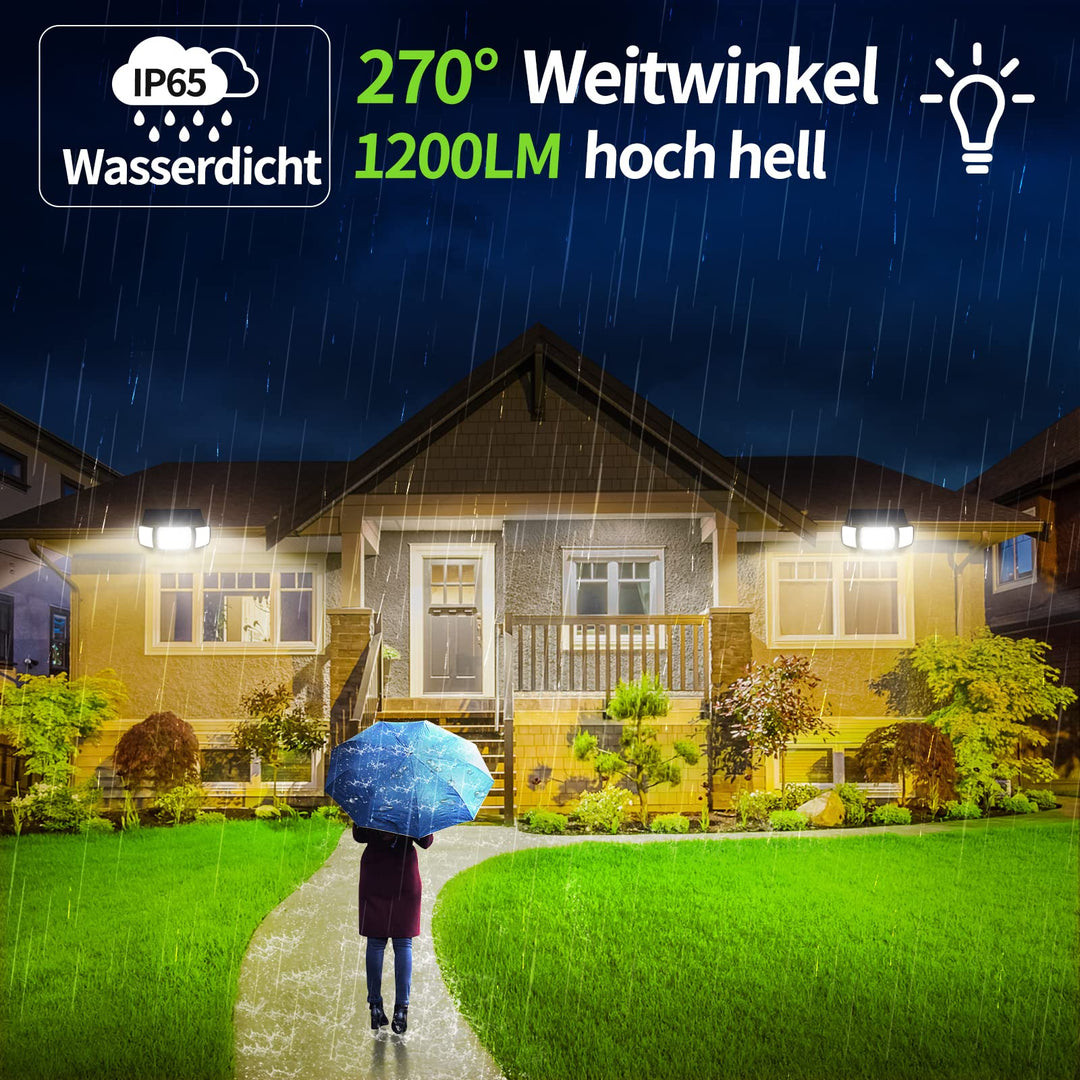 Solar-Aussenleuchte mit Bewegungsmelder 3-Kopf 108 LED 2er-Set - Bild 2