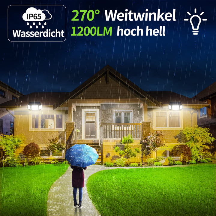 Solar-Aussenleuchte mit Bewegungsmelder 3-Kopf 108 LED 2er-Set - Bild 2