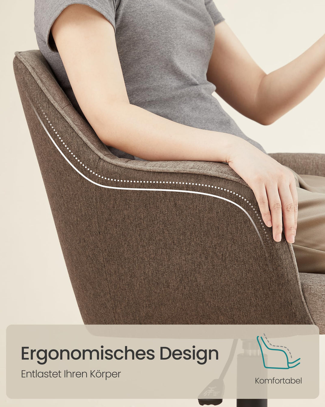 Schreibtischstuhl Stoff höhenverstellbar bis 110 kg Homeoffice braun - Bild 4