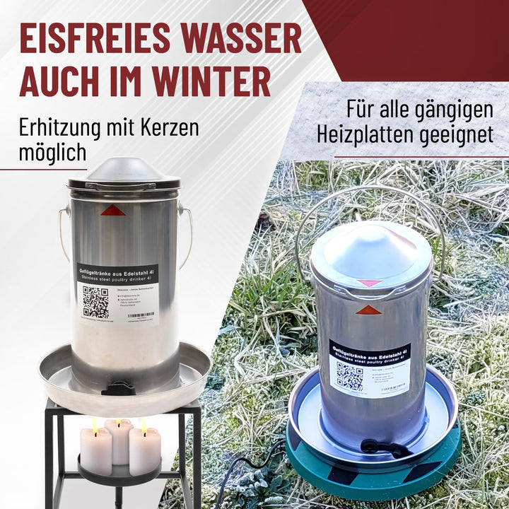 Hühnertränke Edelstahl 4L von oben befüllbar rostfrei - Bild 4