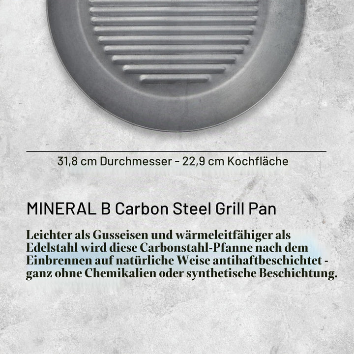 Grillpfanne Stahlblech 32 cm Induktion Lyoner Schliff - Bild 2